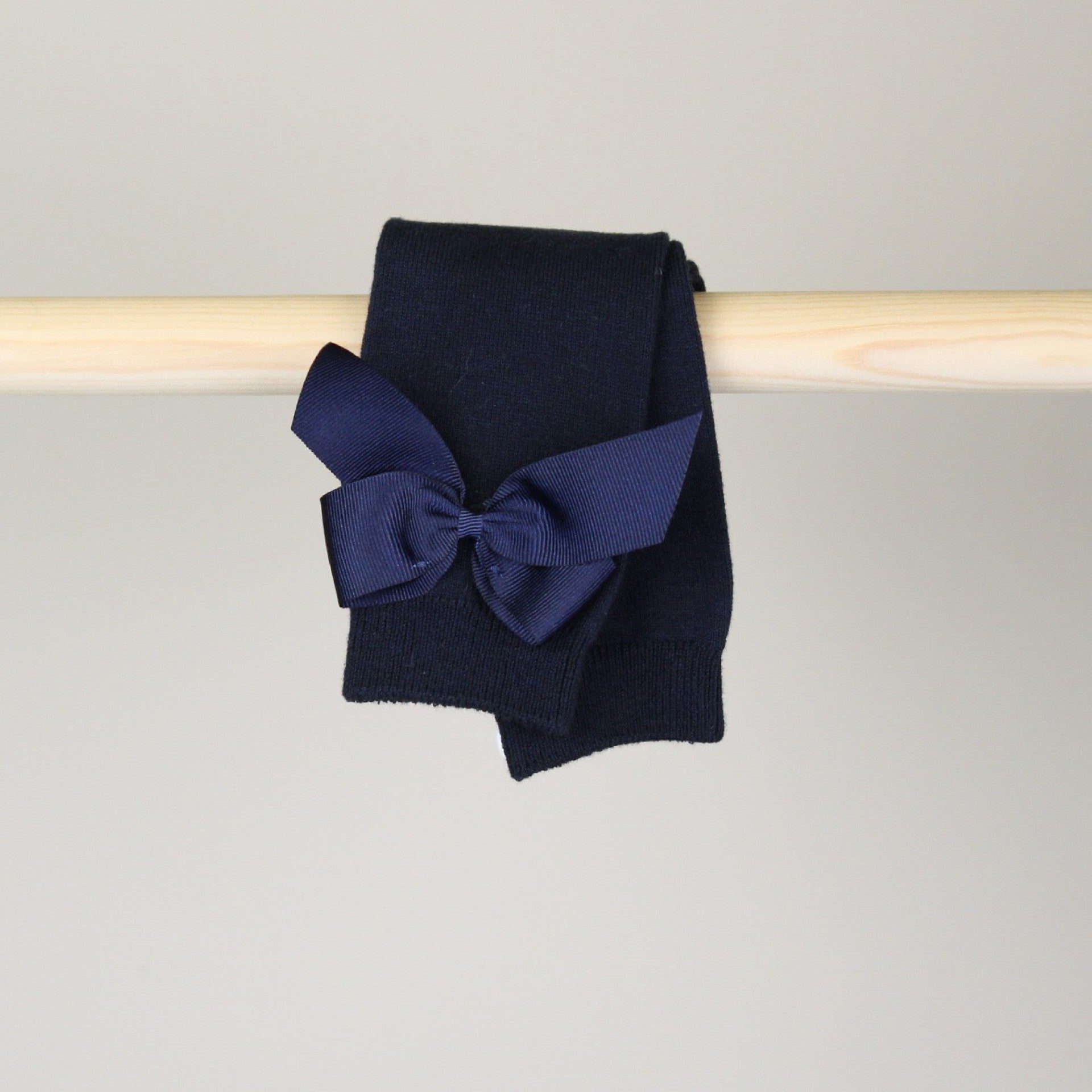 Navy Knee High Socks with Bow