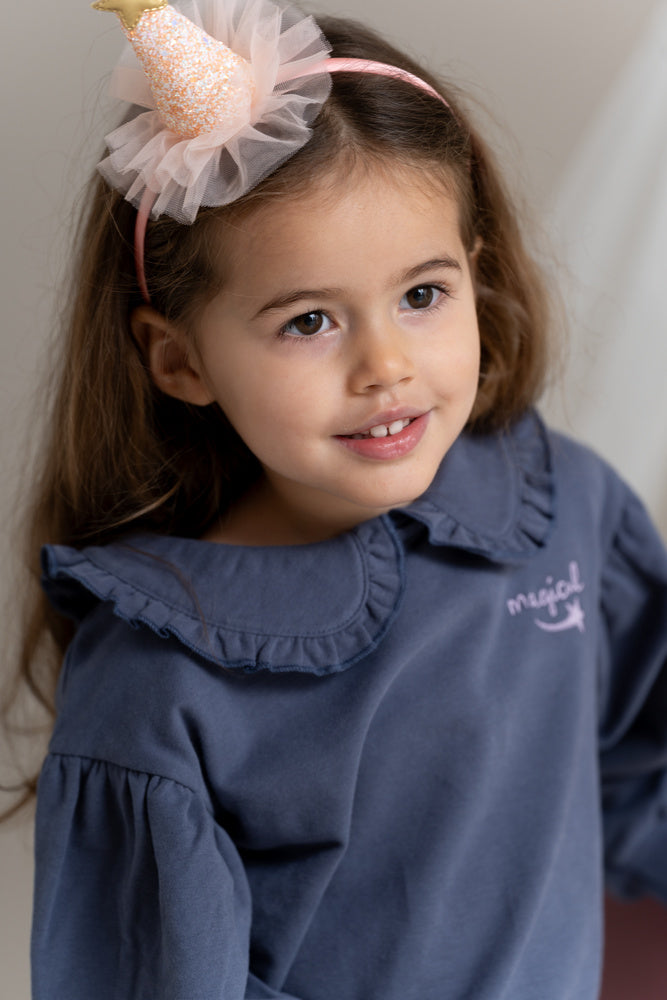Balloon Collar Sweater in Stardust Blue