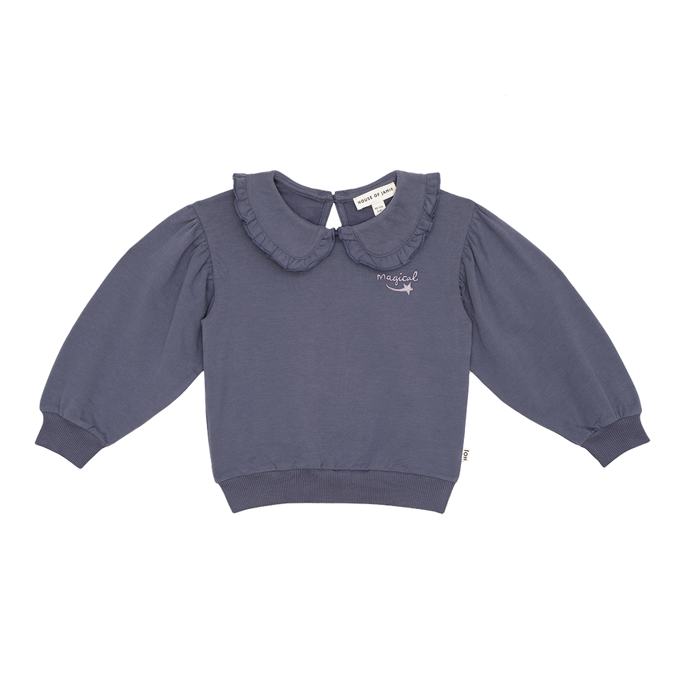 Balloon Collar Sweater in Stardust Blue