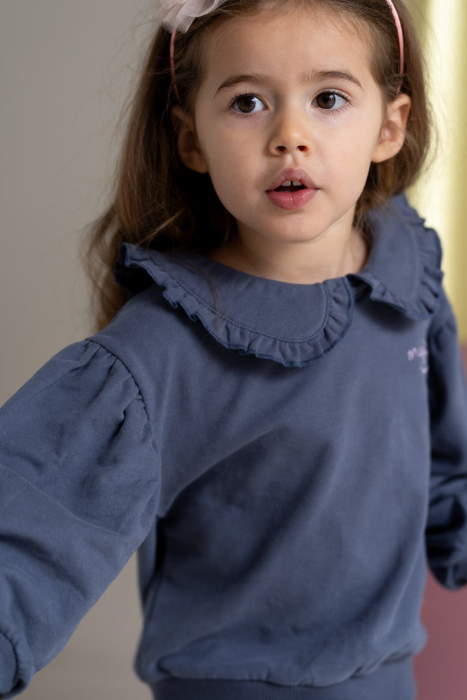 Balloon Collar Sweater in Stardust Blue