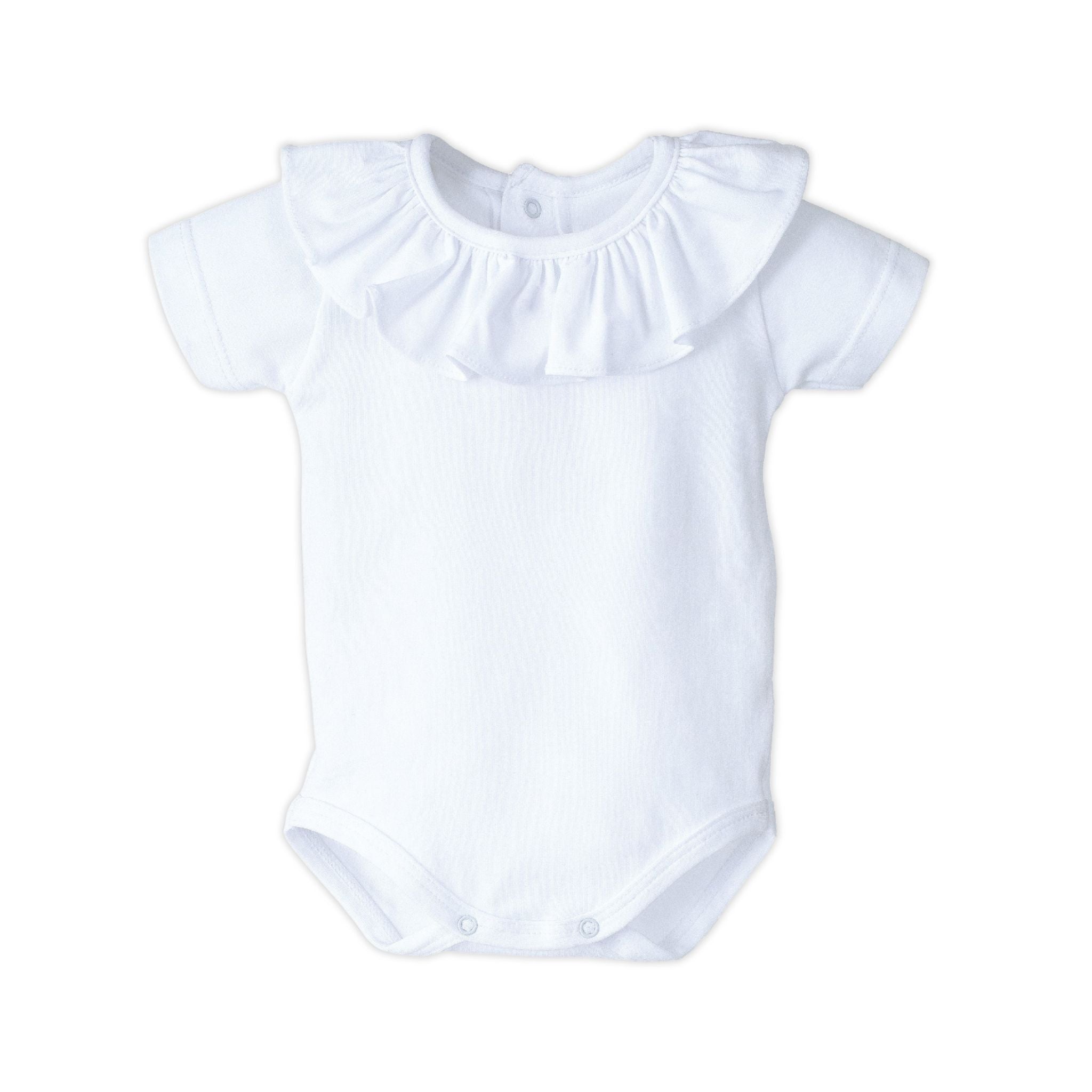 Baby Girl Onesie with Ruffle Detail – White