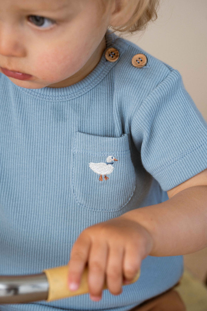 Baby Pocket Tee & Bermuda Set – Country Blue