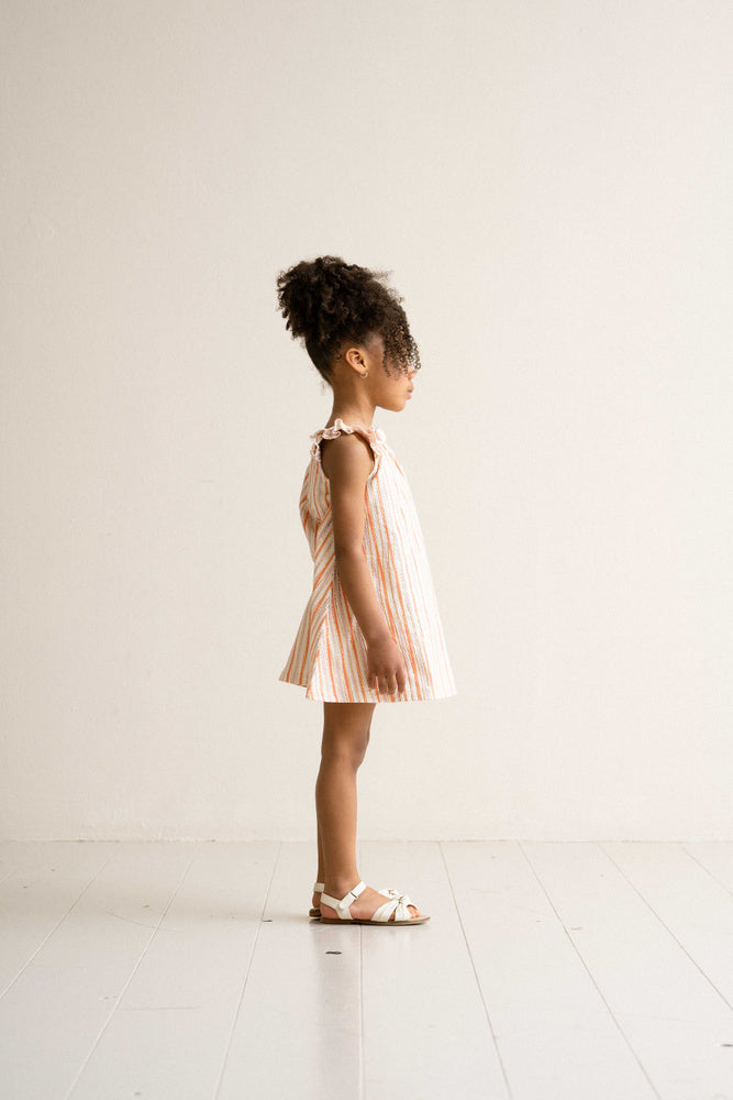 Ruffled Dress  – Gold Stripes