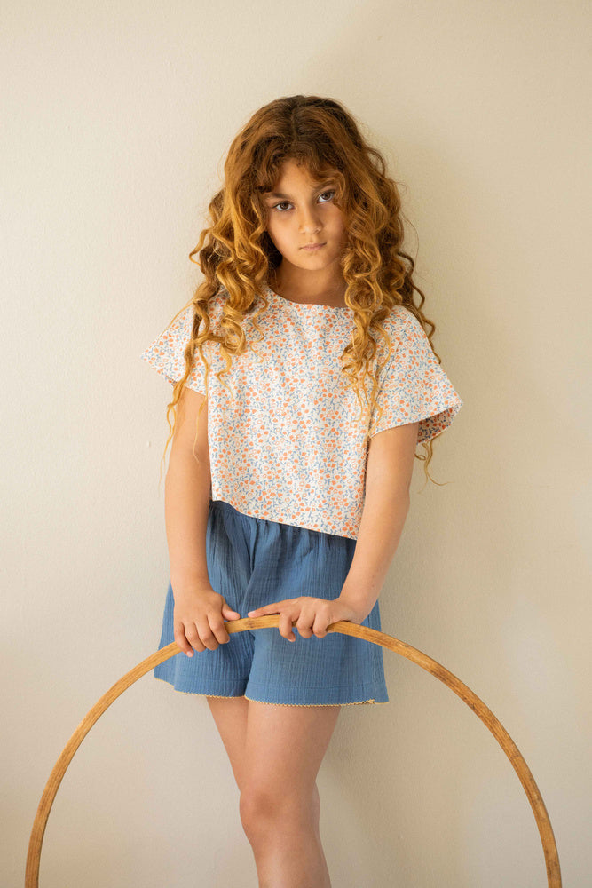 Girls Muslin Shorts – Indigo