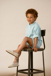 Boys Button Up Shirt & Muslin Bermuda – Mint