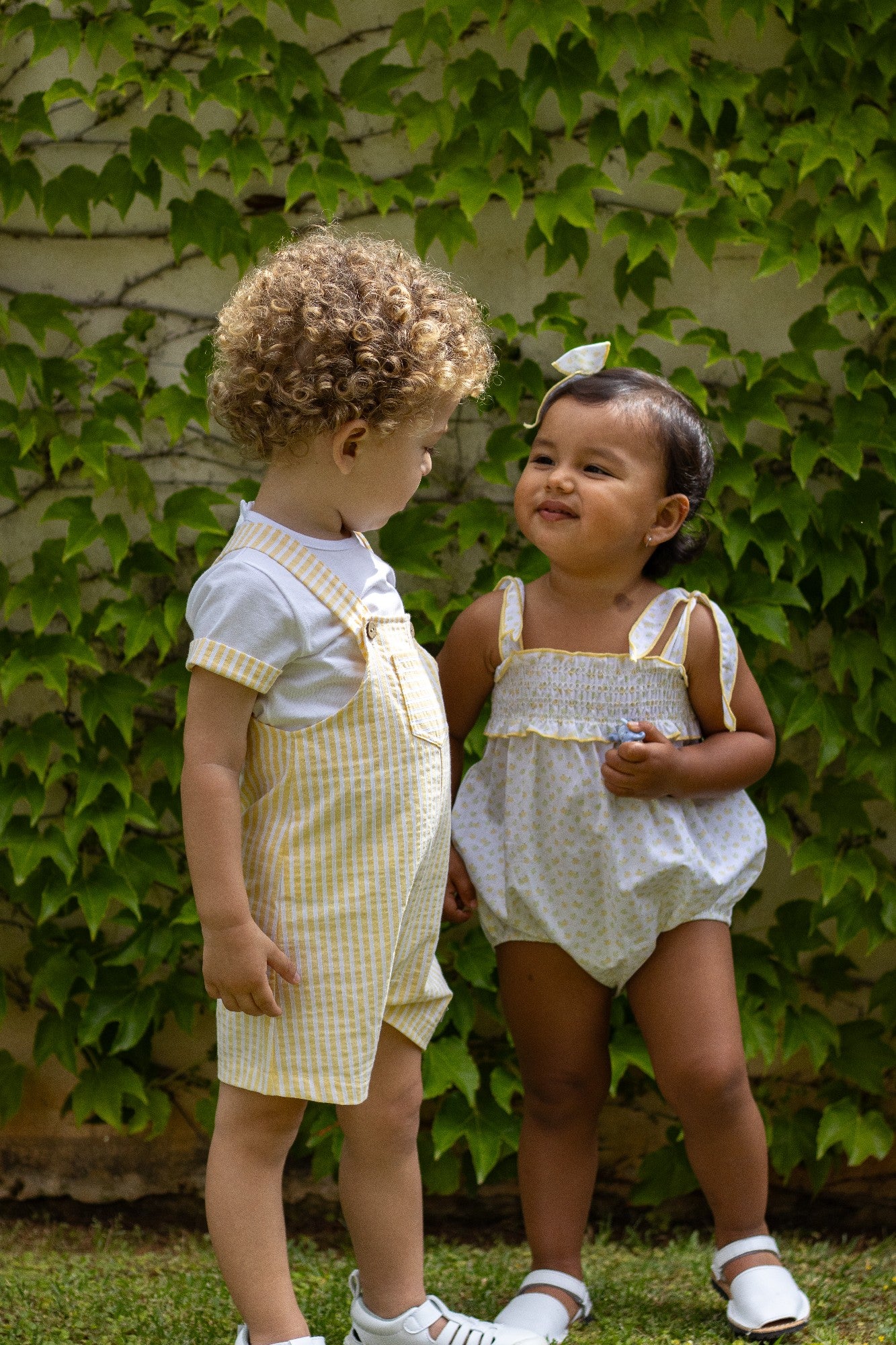 Yellow Striped Shirt & Dungaree Set