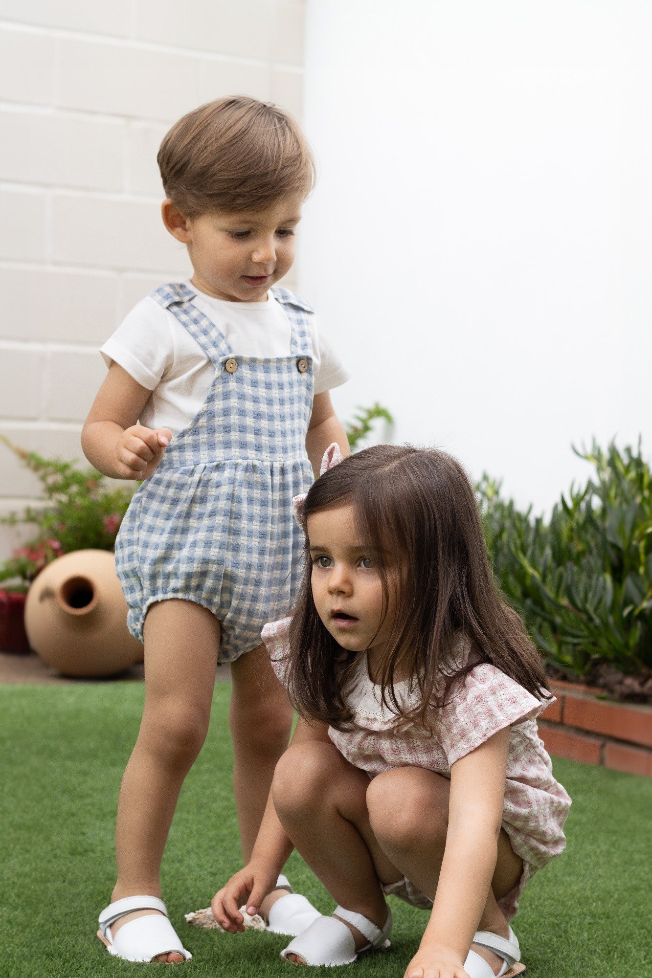 Gingham Shirt & Romper Set