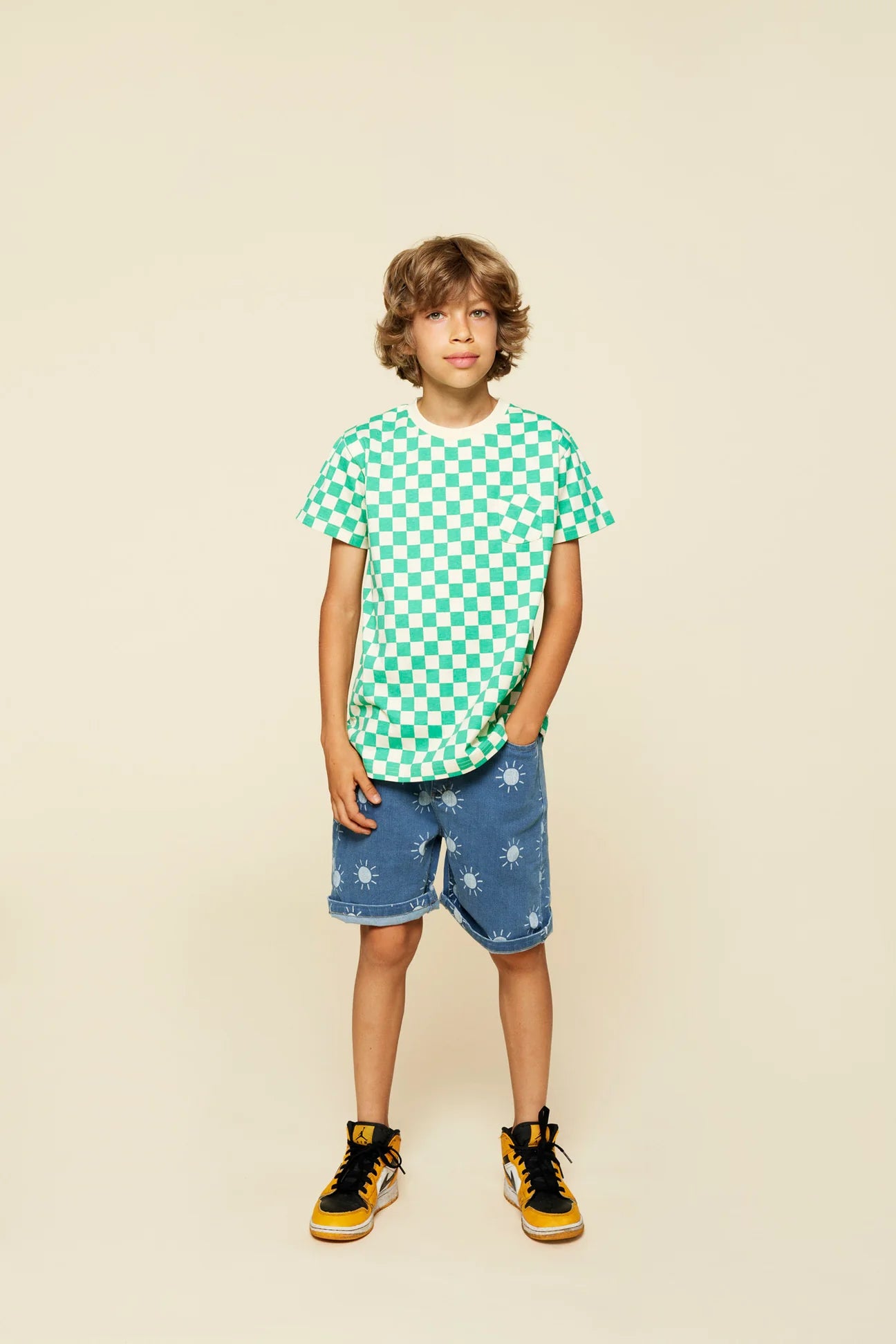 Ed T-Shirt in Holly Green Check