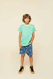 Ed T-Shirt in Holly Green Check