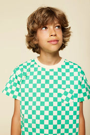 Ed T-Shirt in Holly Green Check