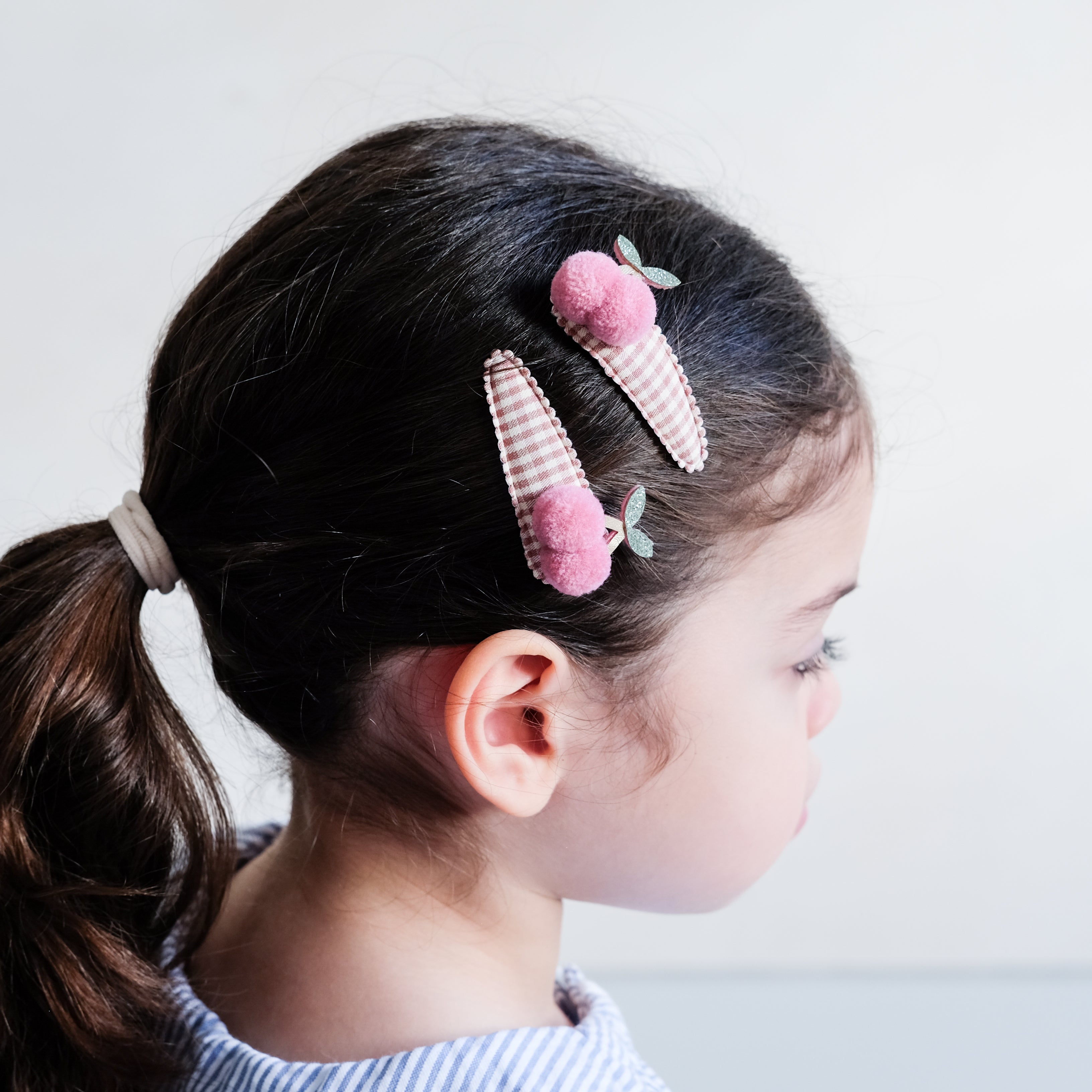Gingham Cherry Clips