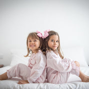 Pink Striped Frilly Collar Loungewear