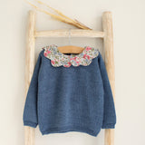 Knitted Sweater with Flower Collar