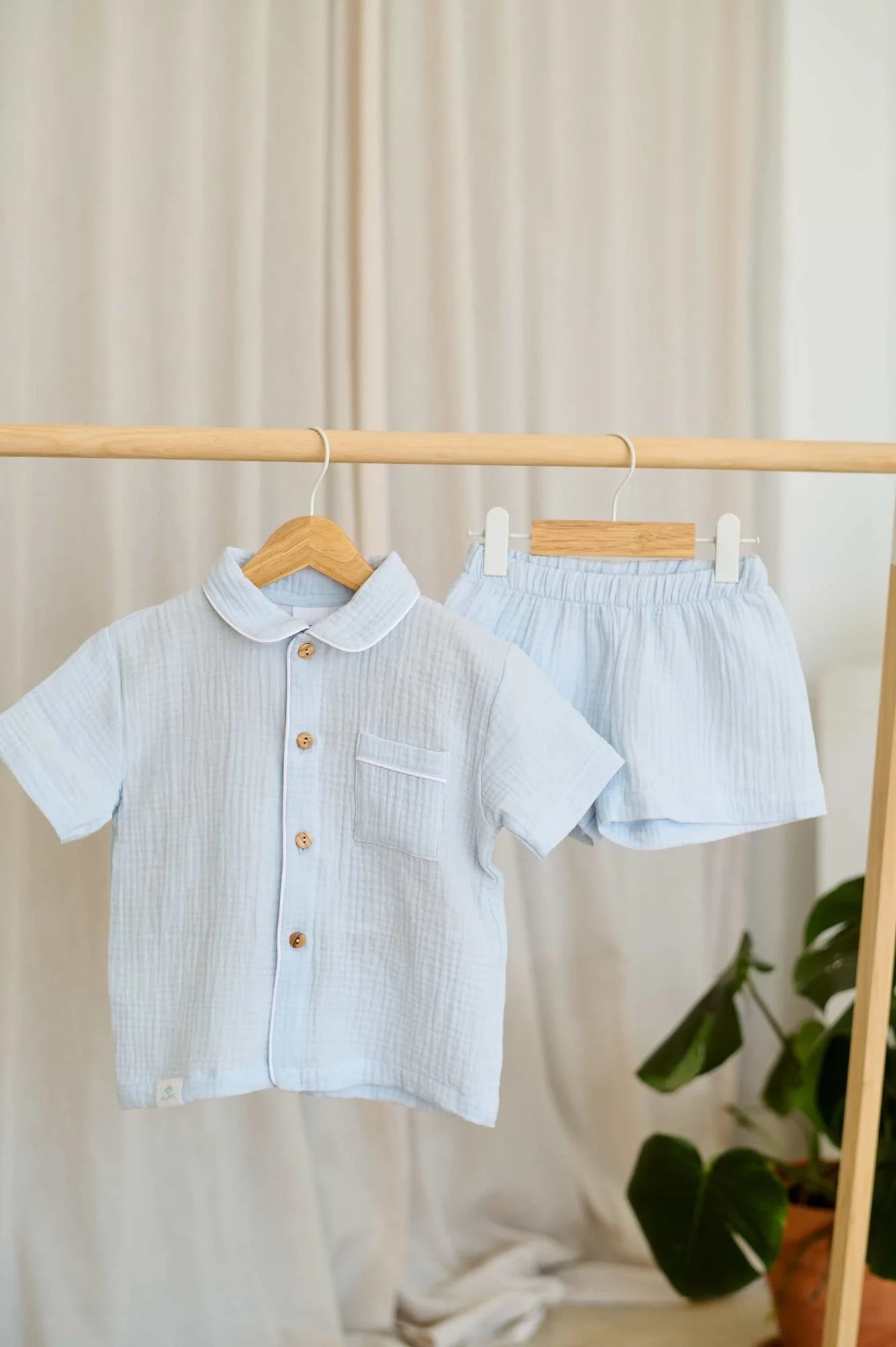 Bambula Organic Cotton Short Sleeve PJ Set – Light Blue