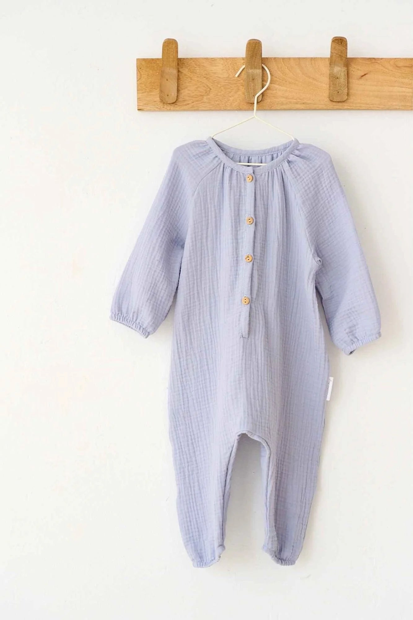 Long Sleeve One-Piece – Organic Cotton – Arctic Blue