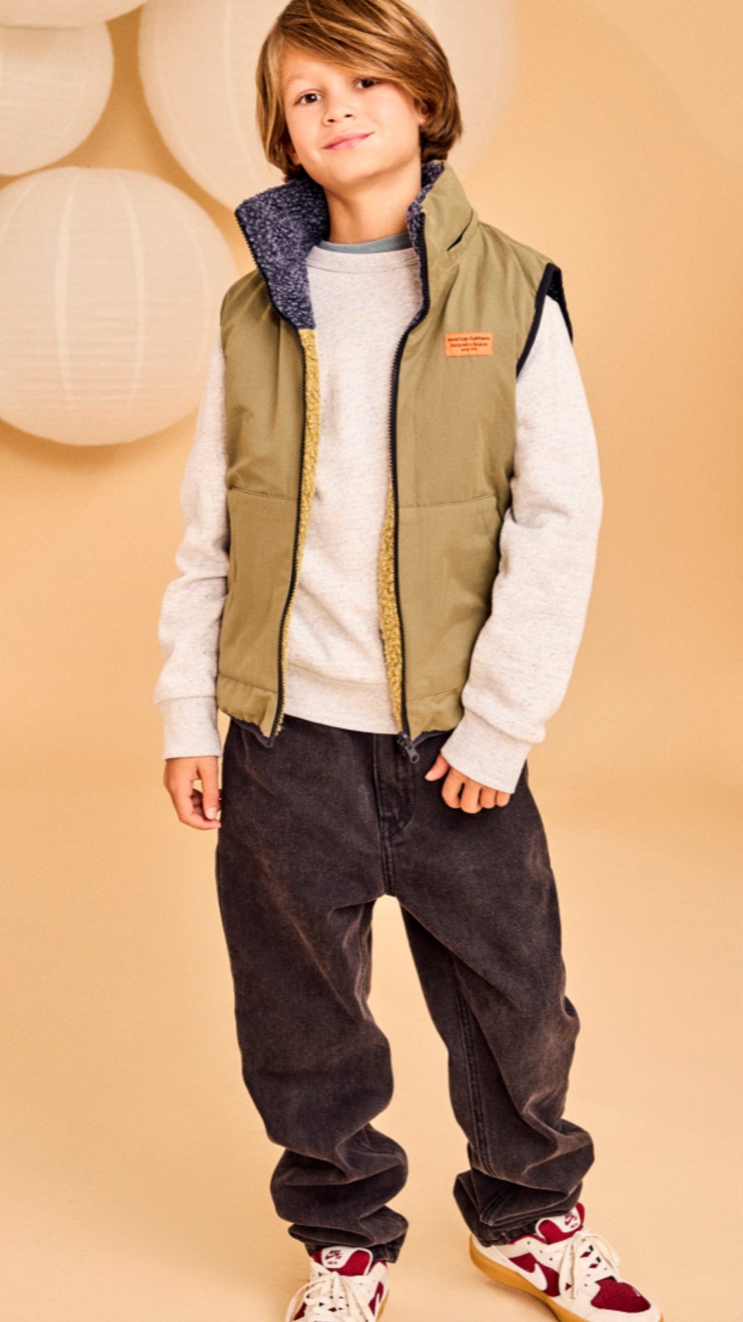 Teddy Reversible Vest – Olive