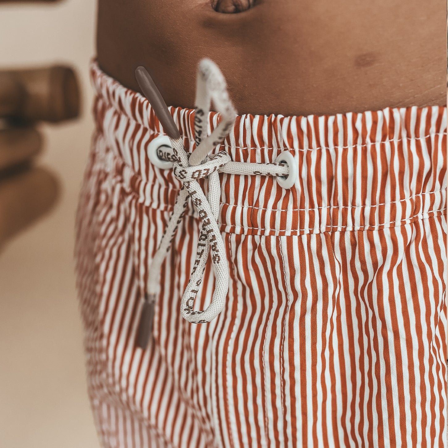 Seer Sucker Swim Shorts - Bombay Brown