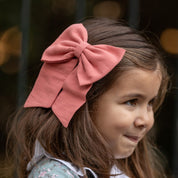 White Hair Bow & Coral Hair Bow