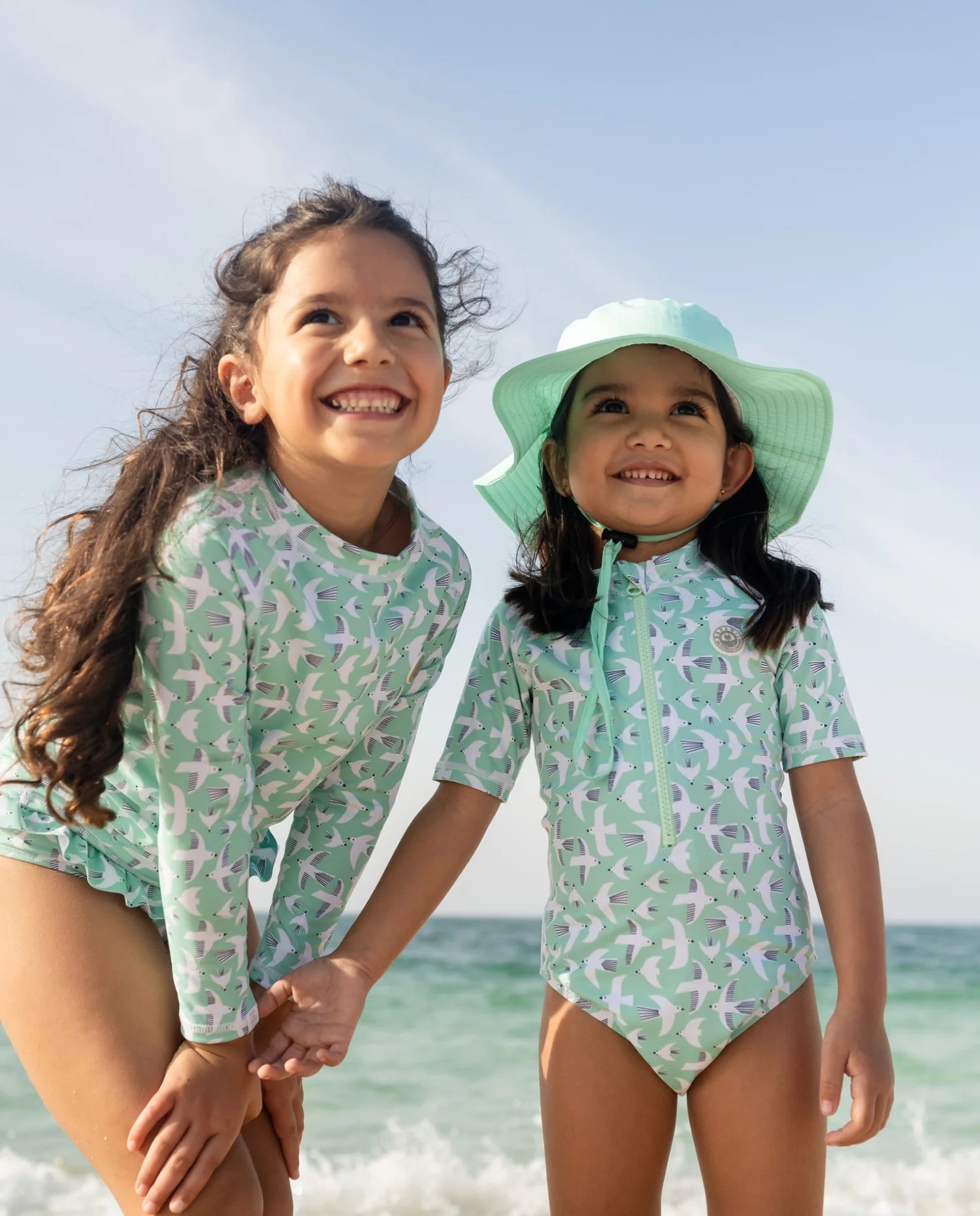 Girls SS Swimsuit - Seagull Breeze
