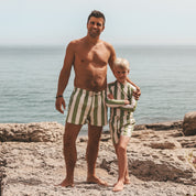 Wide Stripe Swim Shorts - Iguana
