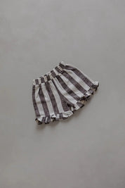 Linen Striped Shorts in Charcoal