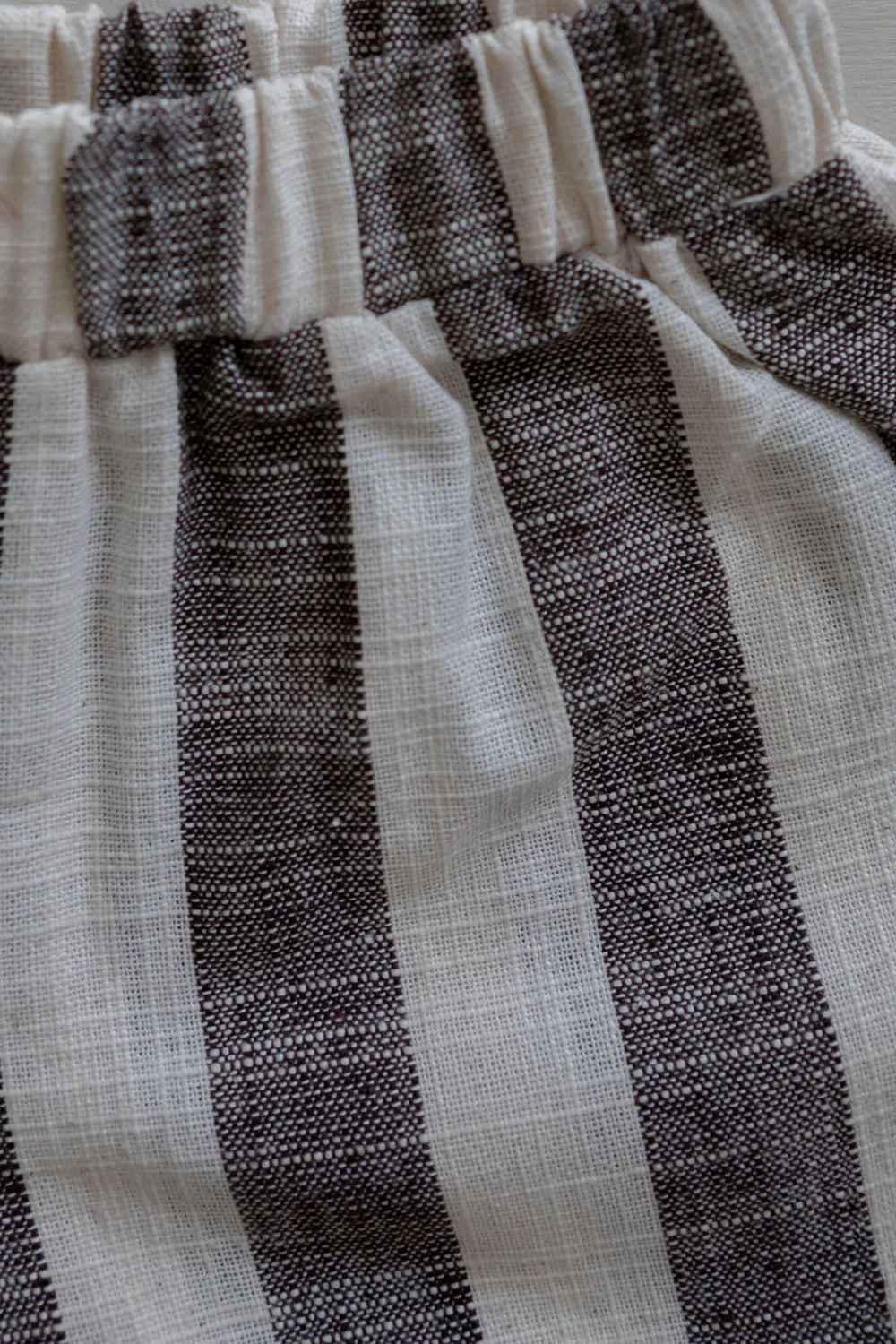 Linen Striped Shorts in Charcoal