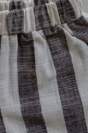 Linen Striped Shorts in Charcoal