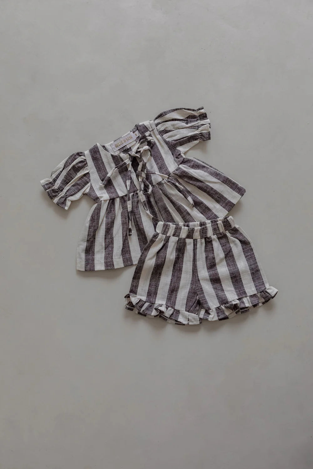 Linen Striped Top in Charcoal