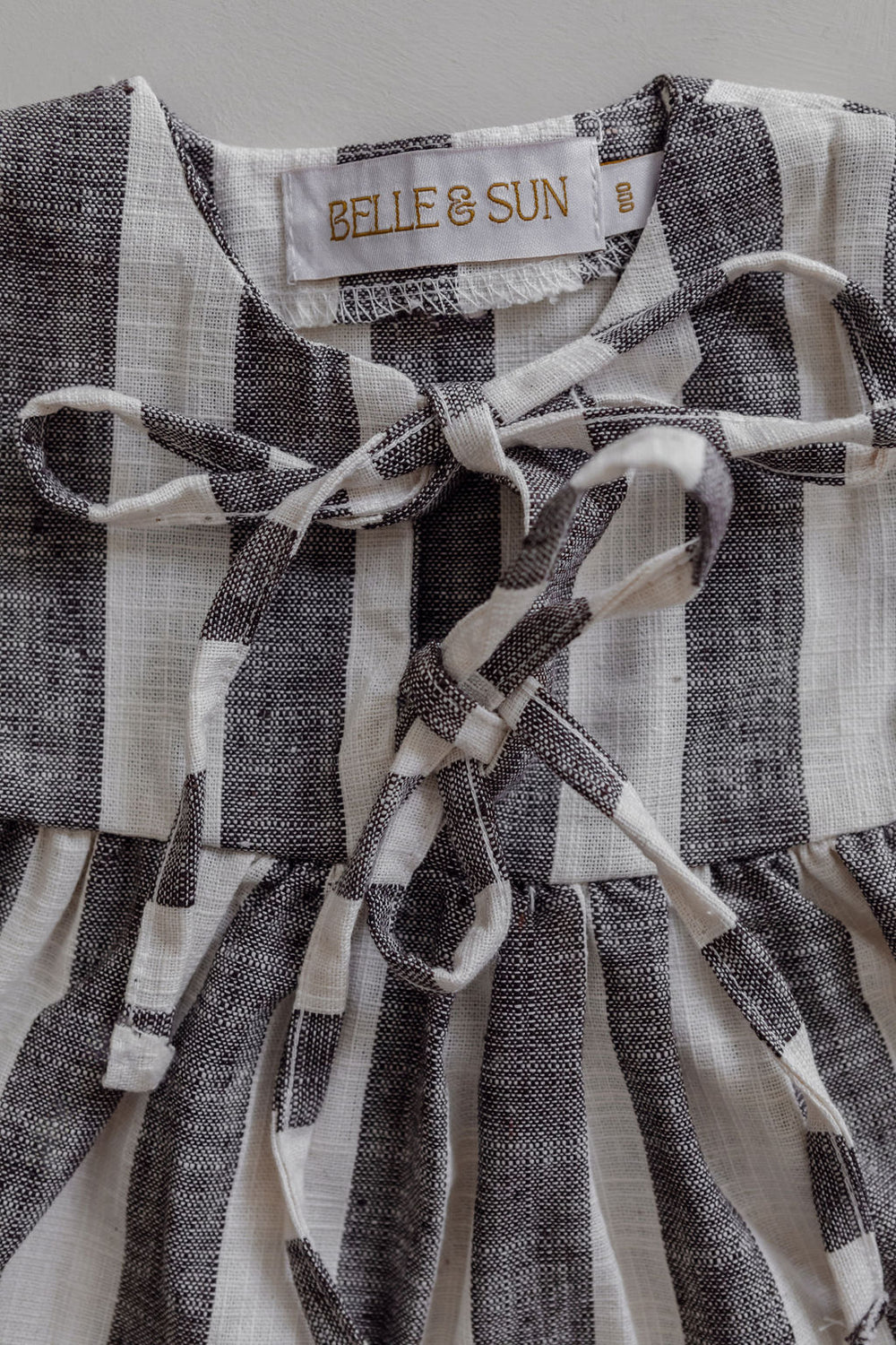 Linen Striped Top in Charcoal