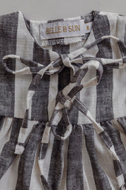 Linen Striped Top in Charcoal