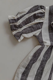 Linen Striped Top in Charcoal