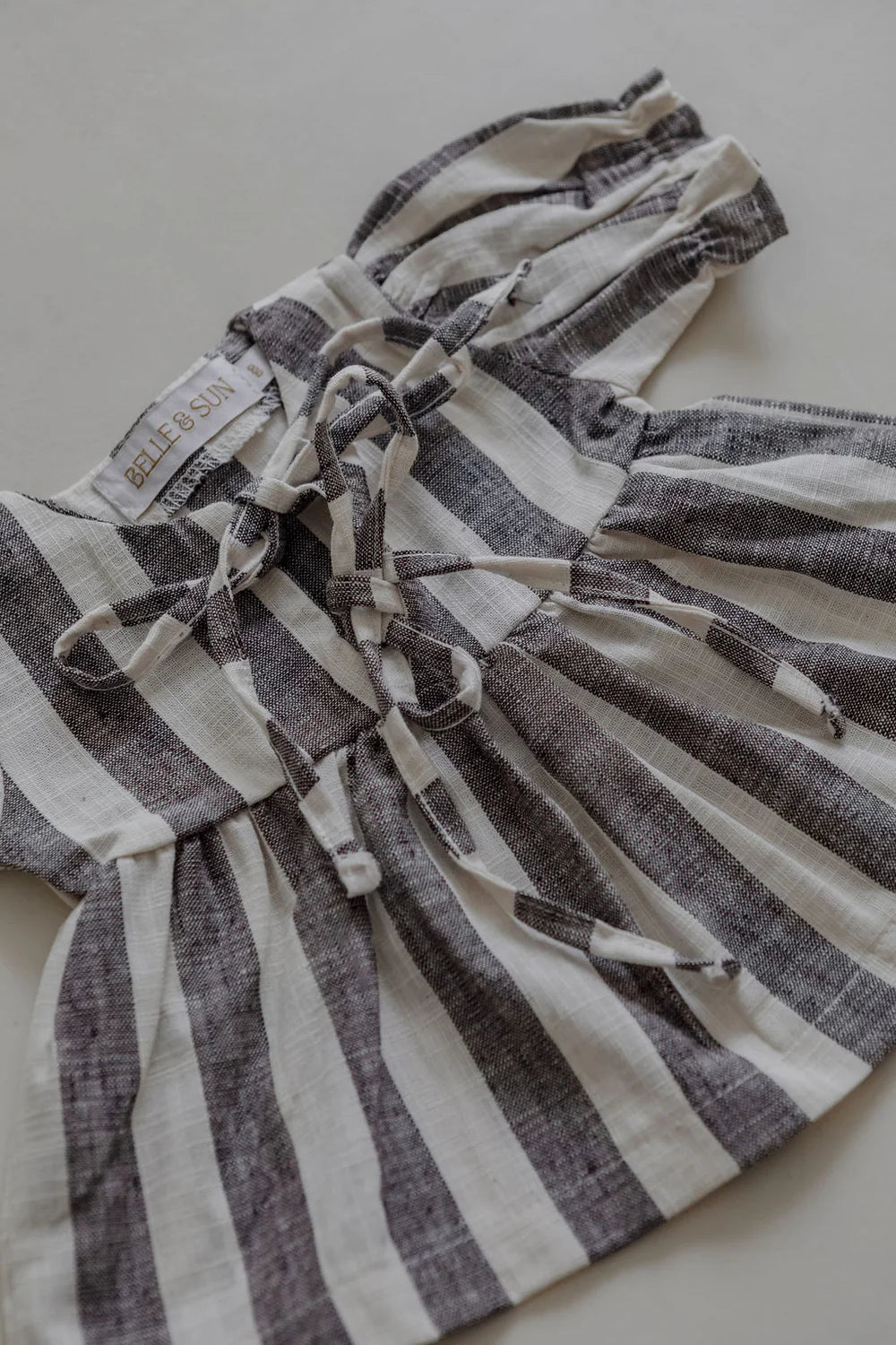 Linen Striped Top in Charcoal
