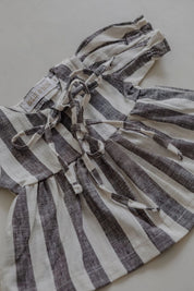 Linen Striped Top in Charcoal