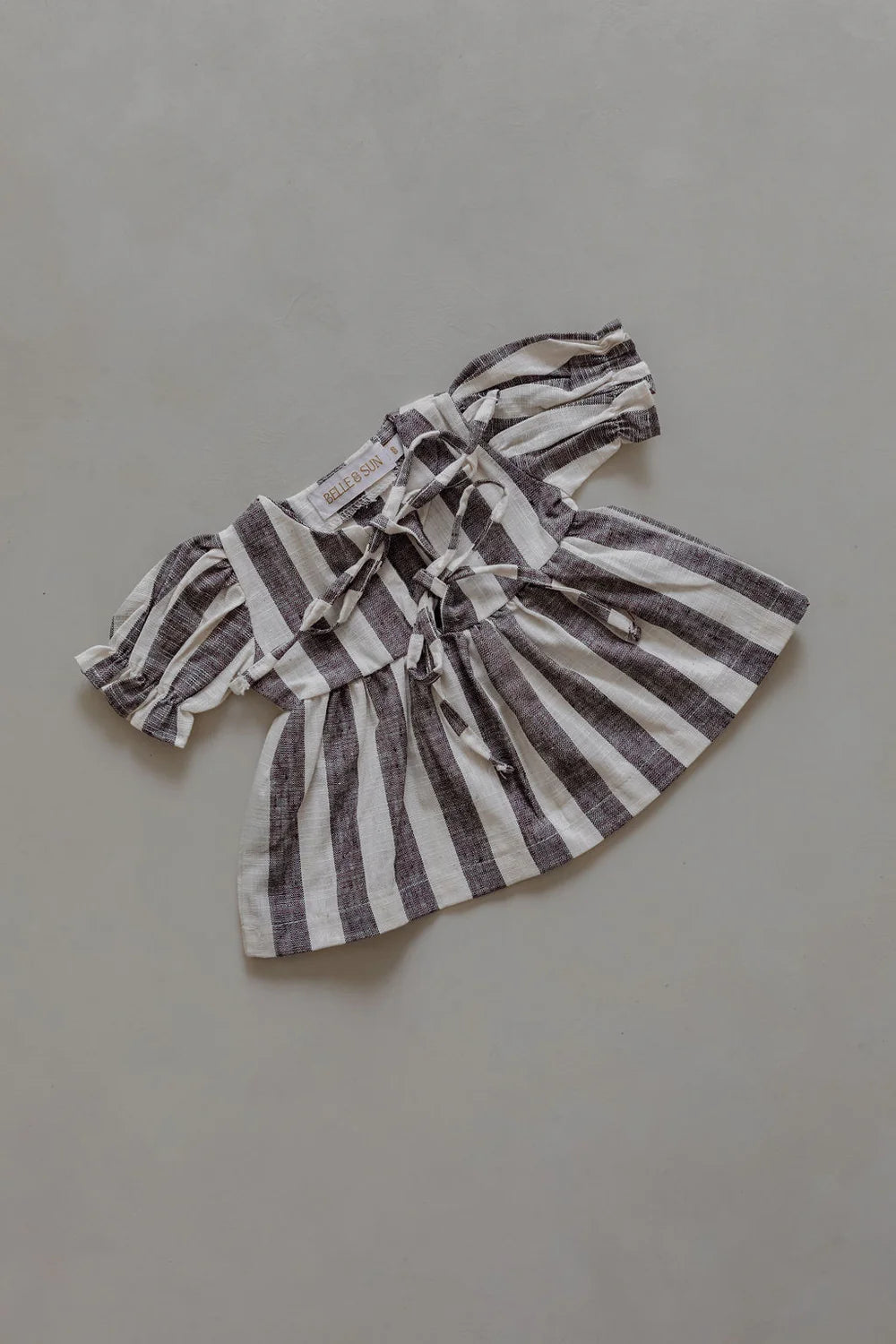 Linen Striped Top in Charcoal