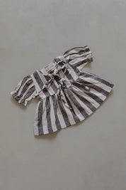 Linen Striped Top in Charcoal