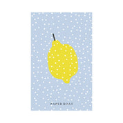 Beach Towel – Blue Dots with Lemon (Velvet/Terry)