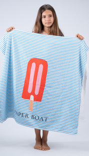 Beach Towel – Cornflower & Lollipop (Velvet/Terry)