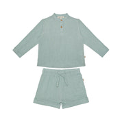 Boys Button Up Shirt & Muslin Bermuda – Mint