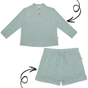 Boys Button Up Shirt & Muslin Bermuda – Mint