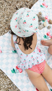 Bucket Hat – Cherries Squares