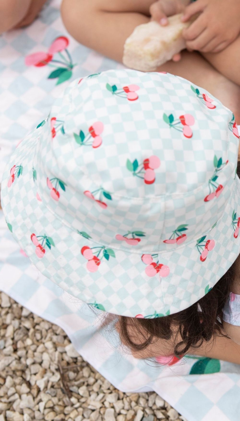 Bucket Hat – Cherries Squares