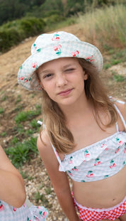 Bucket Hat – Cherries Squares
