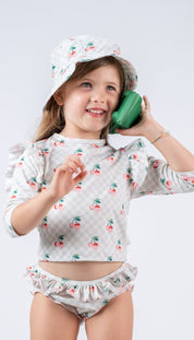 Cherries Squares Baby Swim Set (T-Shirt & Bikini)