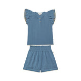 Butterfly Top & Girls Muslin Shorts Set – Indigo