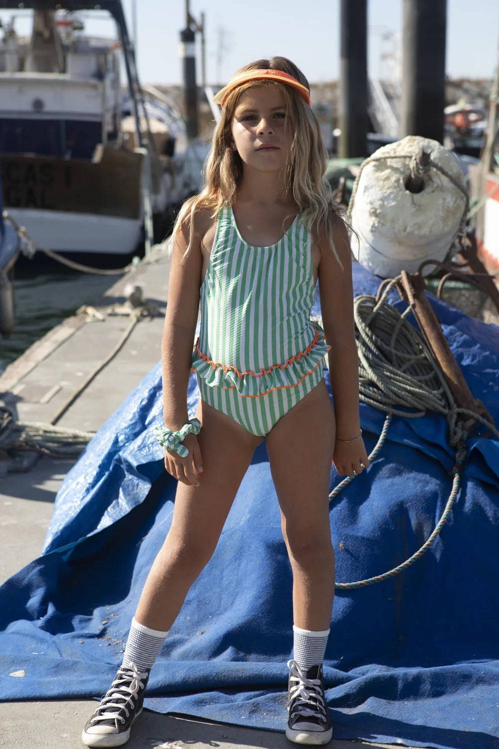 Pop Stripes Ruffles Swimsuit