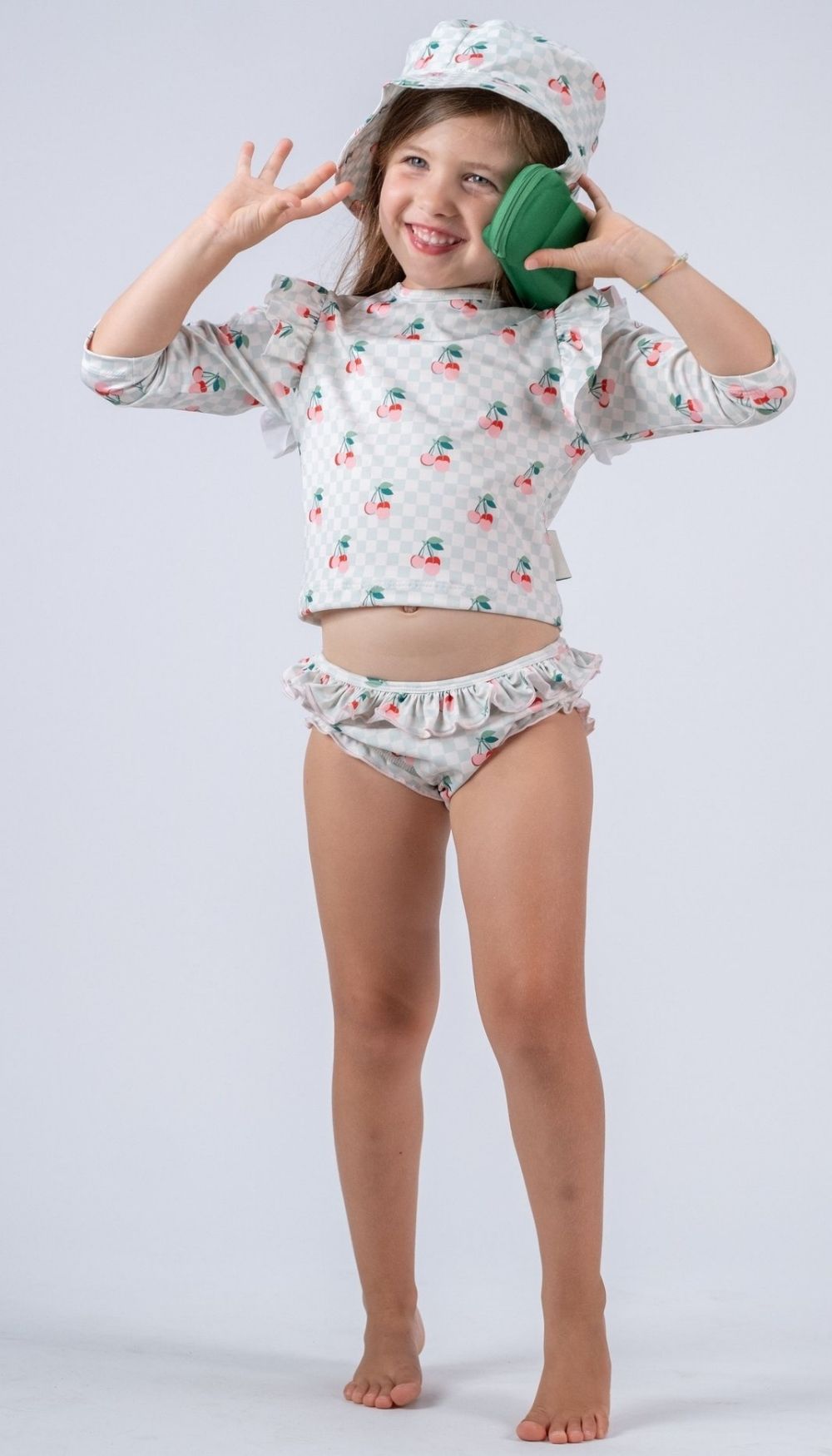 Cherries Squares Baby Swim Set (T-Shirt & Bikini)