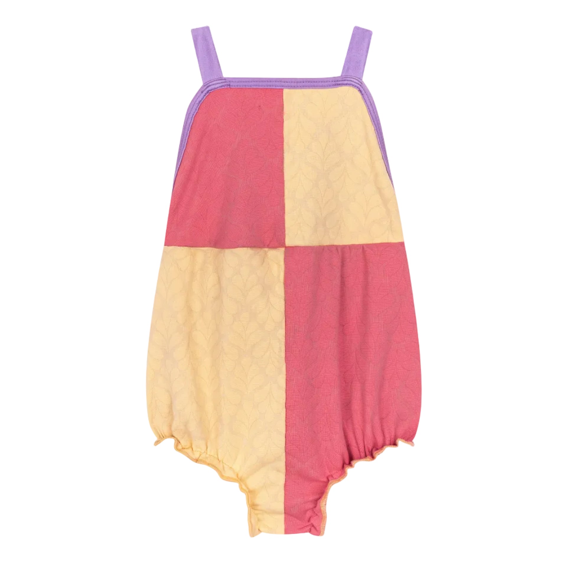 Color-blocked dress with straps on a white background