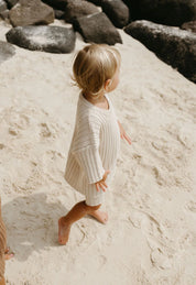 Ribbed Knit Tee in Sand