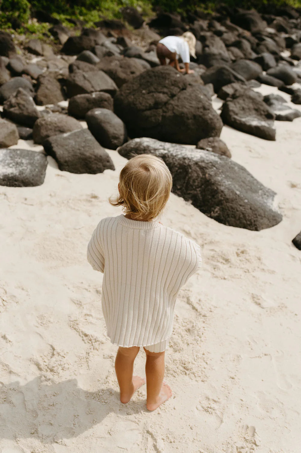 Ribbed Knit Tee in Sand