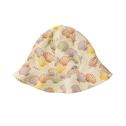 Bucket hat with shell pattern on a white background